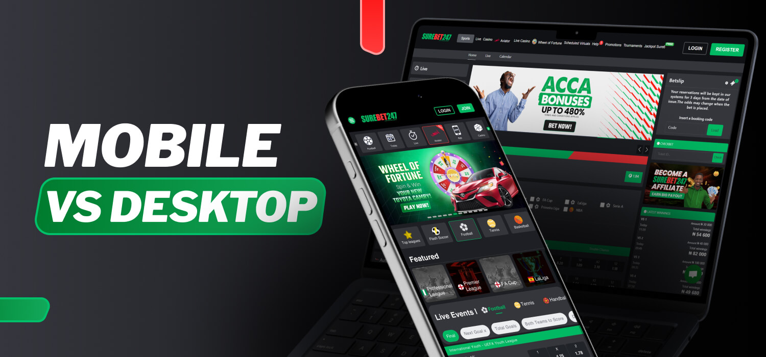 comparison of mobile and desktop versions